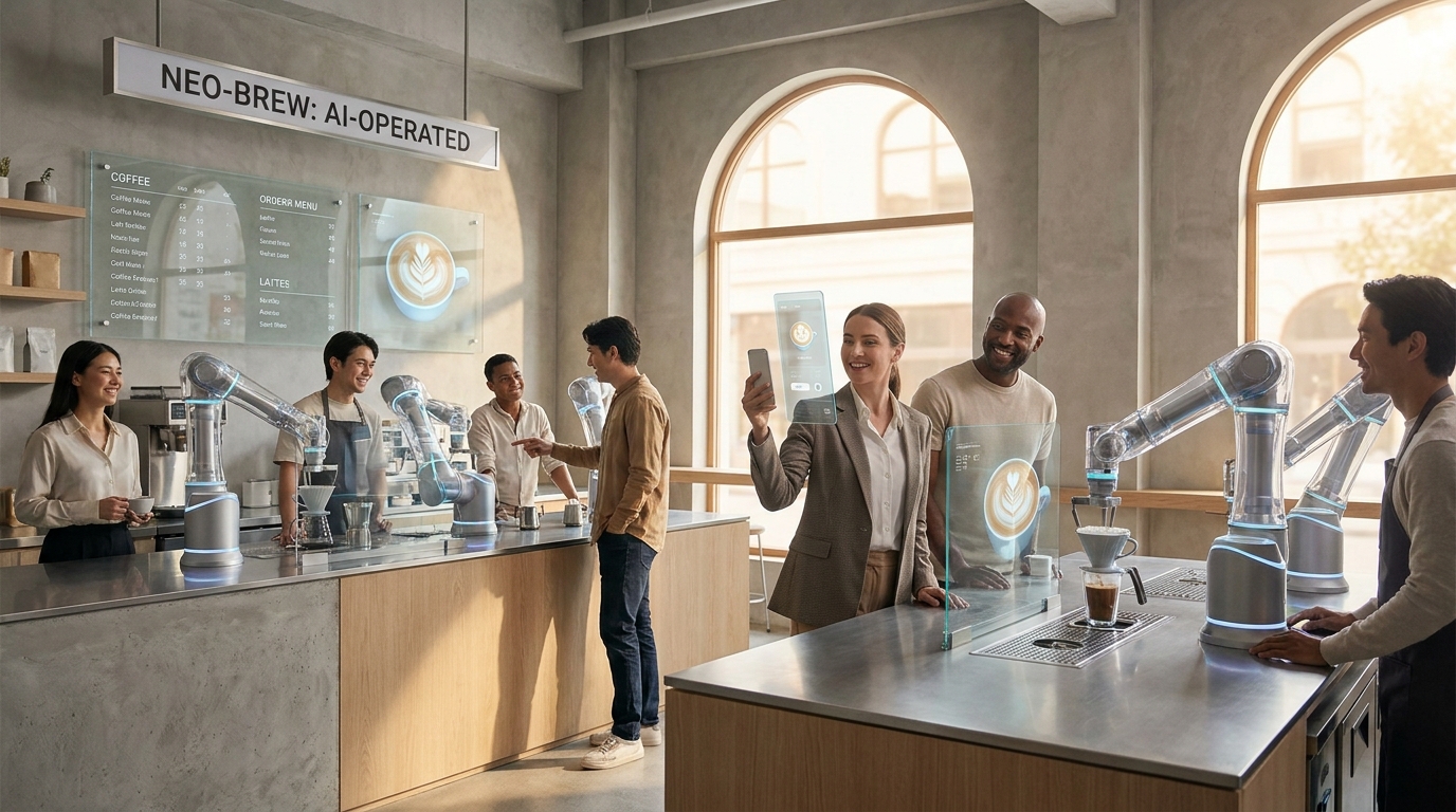 découvrez le premier café entièrement géré par une intelligence artificielle, une expérience innovante pour préparer l'avenir de la restauration automatisée.